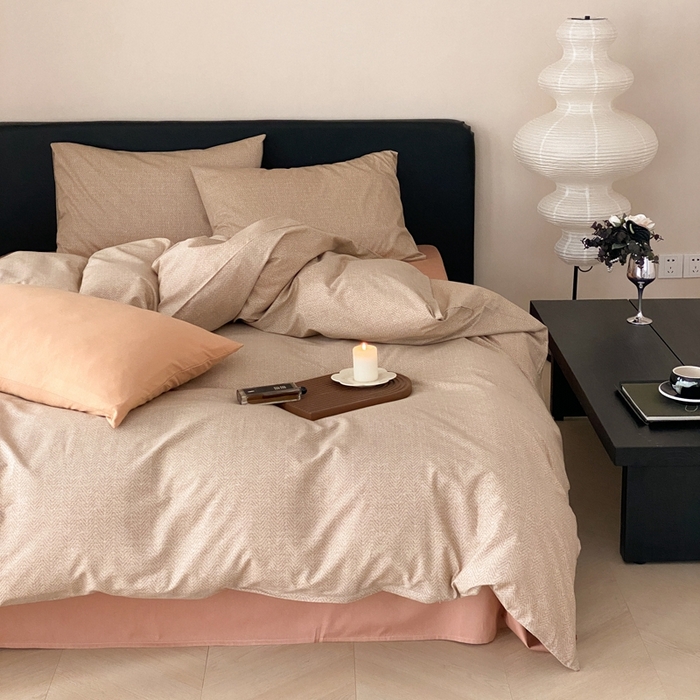 91家纺网 家纺一手货源 找家纺 朵希曼 2026新款全棉印花小清新系列四件套 怀素-拿坡里黄