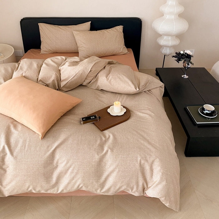 91家纺网 家纺一手货源 找家纺 朵希曼 2026新款全棉印花小清新系列四件套 怀素-拿坡里黄