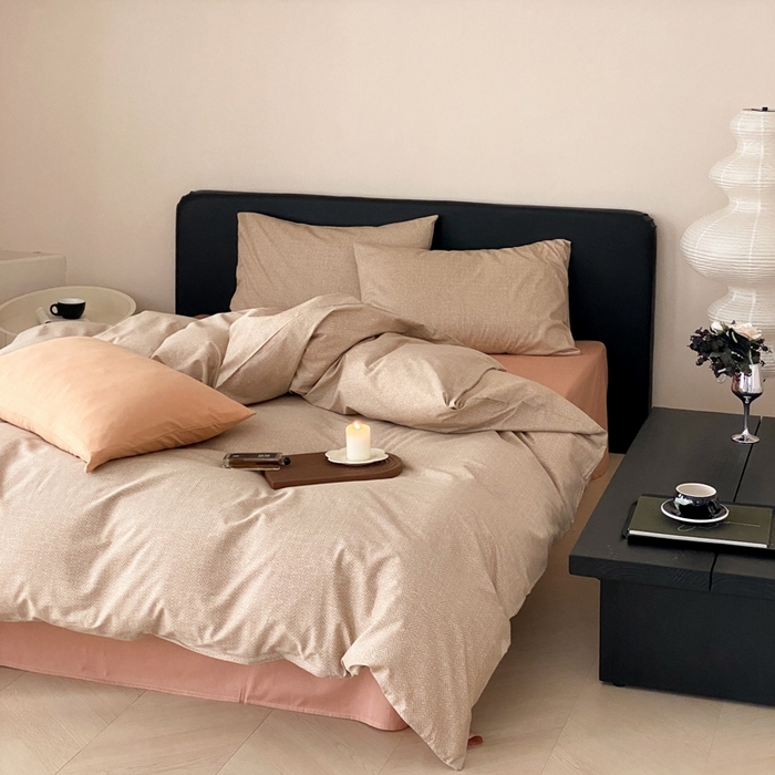 91家纺网 家纺一手货源 找家纺 朵希曼 2026新款全棉印花小清新系列四件套 怀素-拿坡里黄