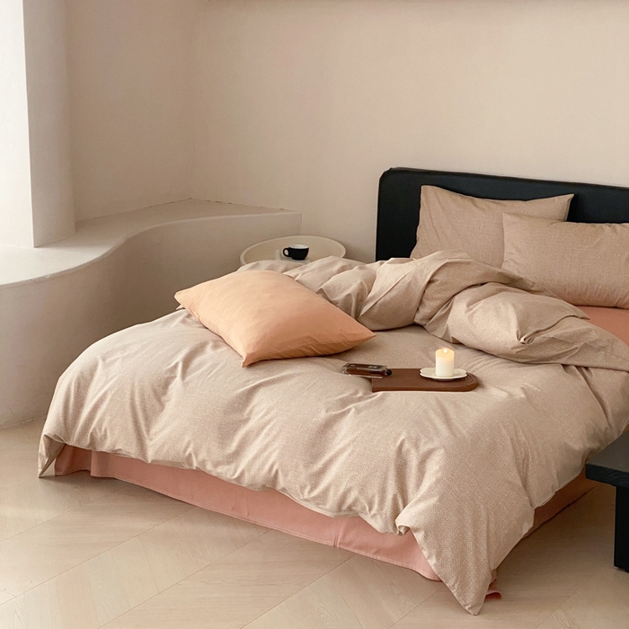 91家纺网 家纺一手货源 找家纺 朵希曼 2026新款全棉印花小清新系列四件套 怀素-拿坡里黄