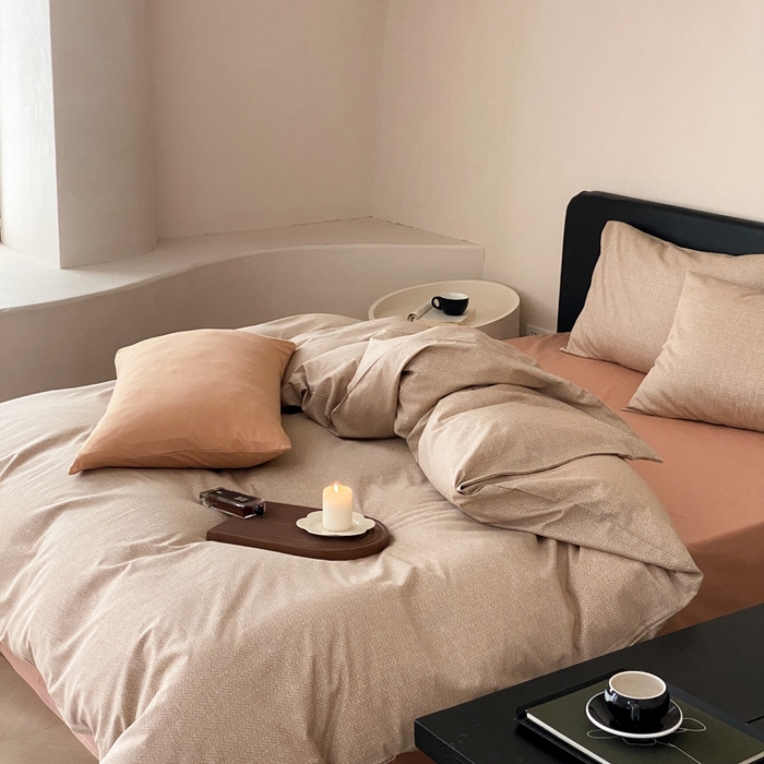 91家纺网 家纺一手货源 找家纺 朵希曼 2026新款全棉印花小清新系列四件套 怀素-拿坡里黄