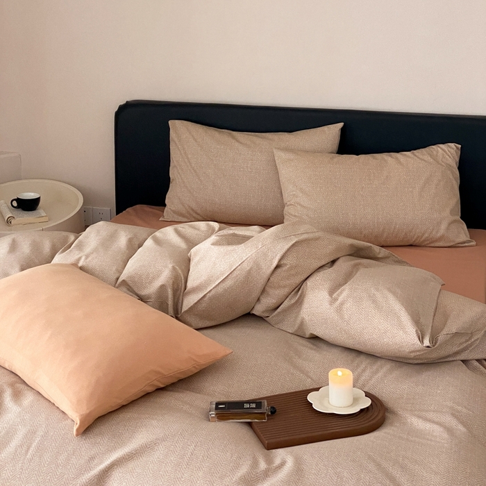 91家纺网 家纺一手货源 找家纺 朵希曼 2026新款全棉印花小清新系列四件套 怀素-拿坡里黄