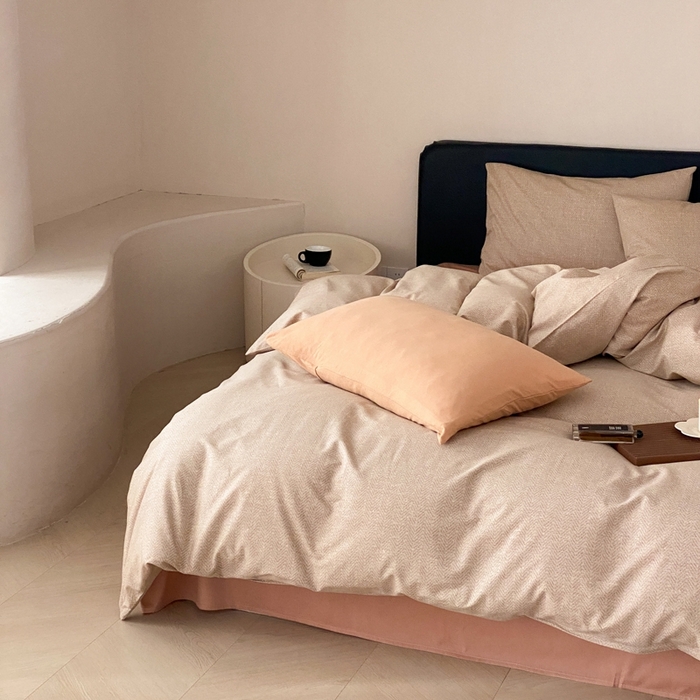 91家纺网 家纺一手货源 找家纺 朵希曼 2026新款全棉印花小清新系列四件套 怀素-拿坡里黄