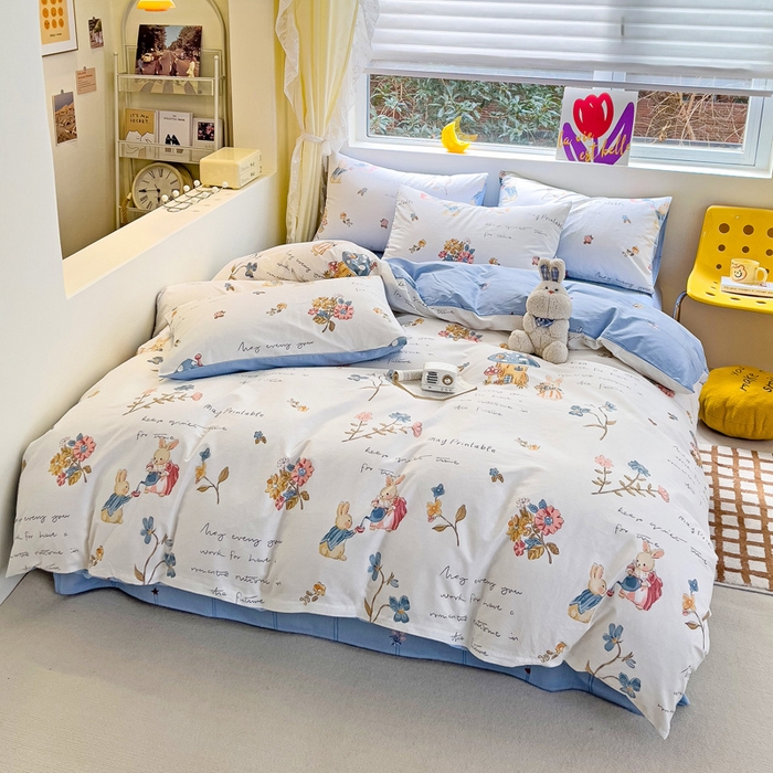 91家纺网 家纺一手货源 找家纺 朵希曼 2026新款全棉印花小清新系列四件套 梦境森林