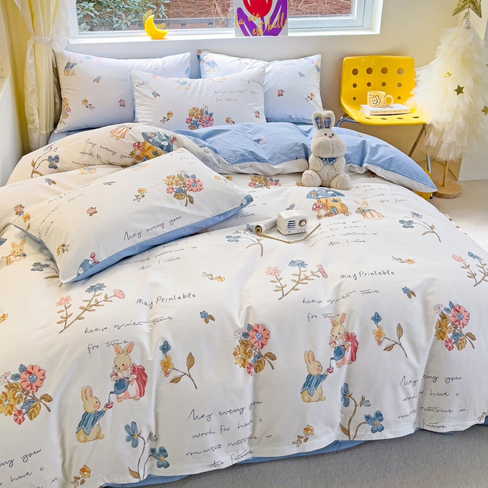 91家纺网 家纺一手货源 找家纺 朵希曼 2026新款全棉印花小清新系列四件套 梦境森林