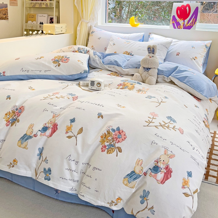 91家纺网 家纺一手货源 找家纺 朵希曼 2026新款全棉印花小清新系列四件套 梦境森林