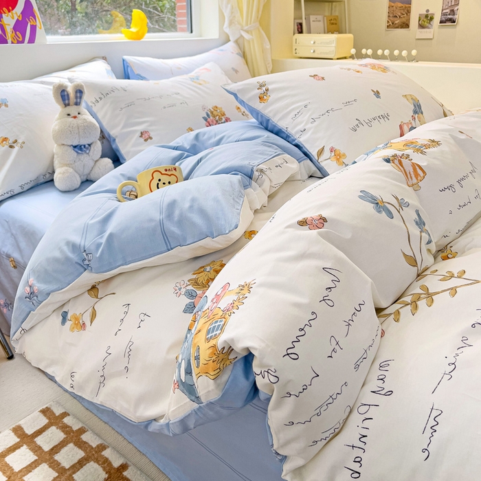 91家纺网 家纺一手货源 找家纺 朵希曼 2026新款全棉印花小清新系列四件套 梦境森林