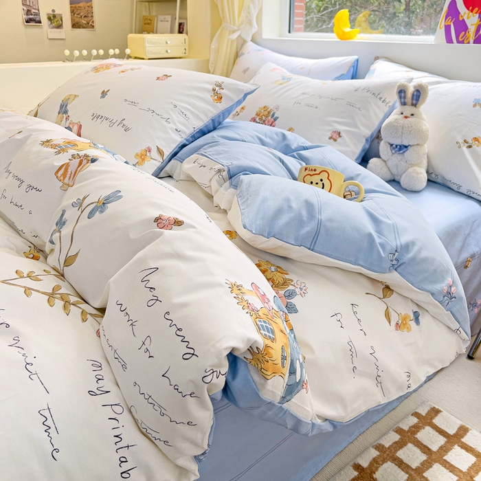 91家纺网 家纺一手货源 找家纺 朵希曼 2026新款全棉印花小清新系列四件套 梦境森林