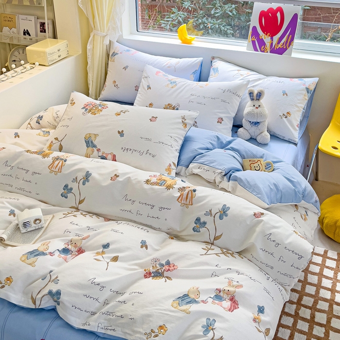 91家纺网 家纺一手货源 找家纺 朵希曼 2026新款全棉印花小清新系列四件套 梦境森林