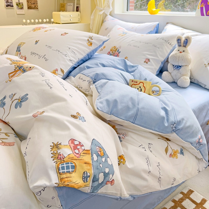 91家纺网 家纺一手货源 找家纺 朵希曼 2026新款全棉印花小清新系列四件套 梦境森林