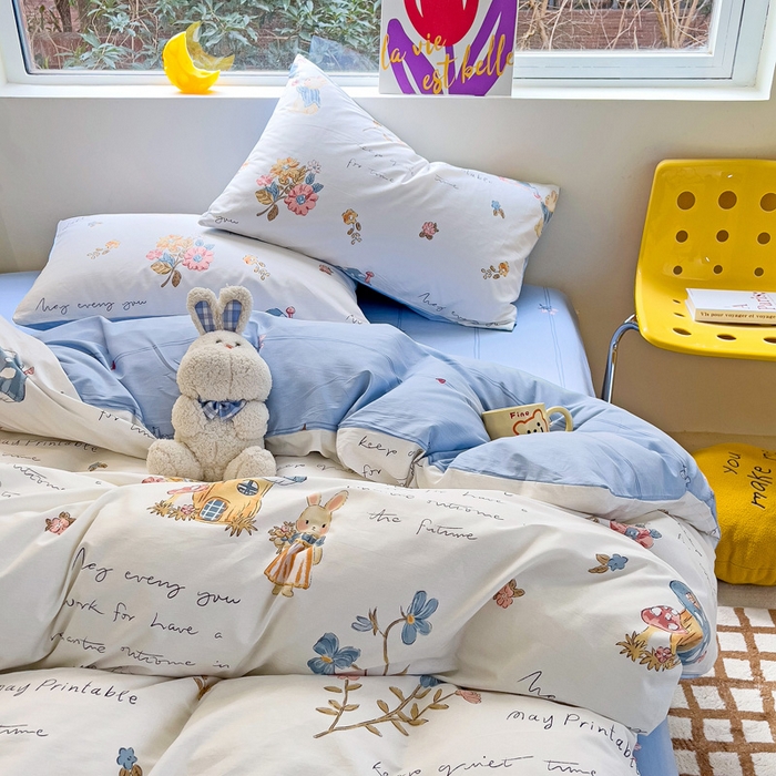 91家纺网 家纺一手货源 找家纺 朵希曼 2026新款全棉印花小清新系列四件套 梦境森林