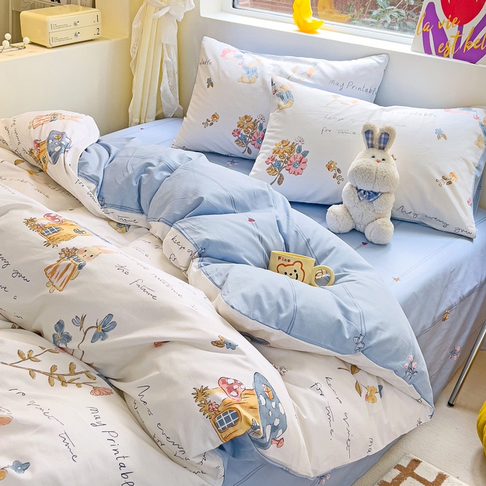 91家纺网 家纺一手货源 找家纺 朵希曼 2026新款全棉印花小清新系列四件套 梦境森林