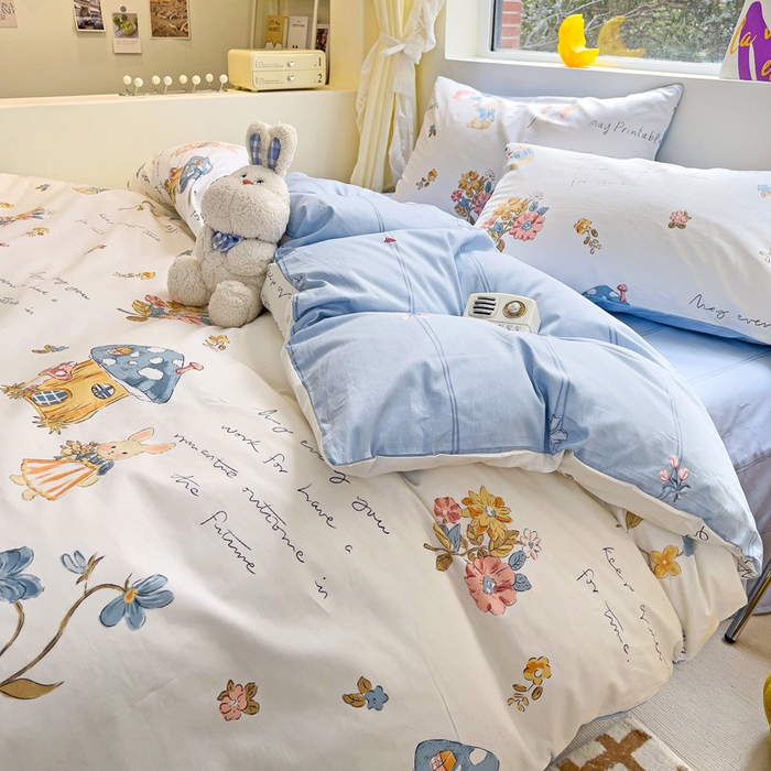 91家纺网 家纺一手货源 找家纺 朵希曼 2026新款全棉印花小清新系列四件套 梦境森林