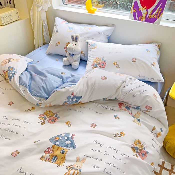 91家纺网 家纺一手货源 找家纺 朵希曼 2026新款全棉印花小清新系列四件套 梦境森林