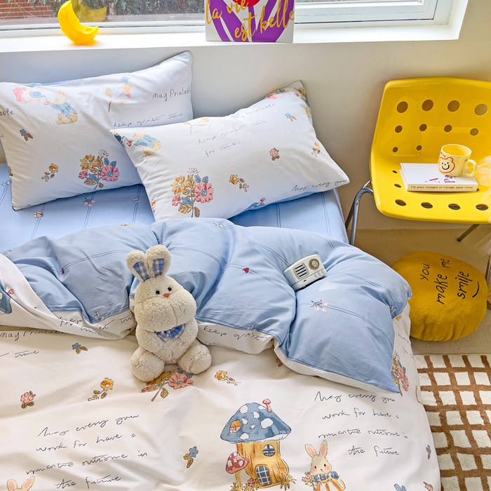 91家纺网 家纺一手货源 找家纺 朵希曼 2026新款全棉印花小清新系列四件套 梦境森林