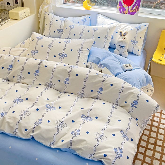 91家纺网 家纺一手货源 找家纺 朵希曼 2026新款全棉印花小清新系列四件套 米兰达