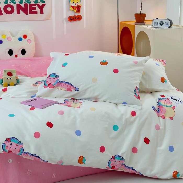 91家纺网 家纺一手货源 找家纺 朵希曼 2026新款全棉印花小清新系列四件套 七彩龙