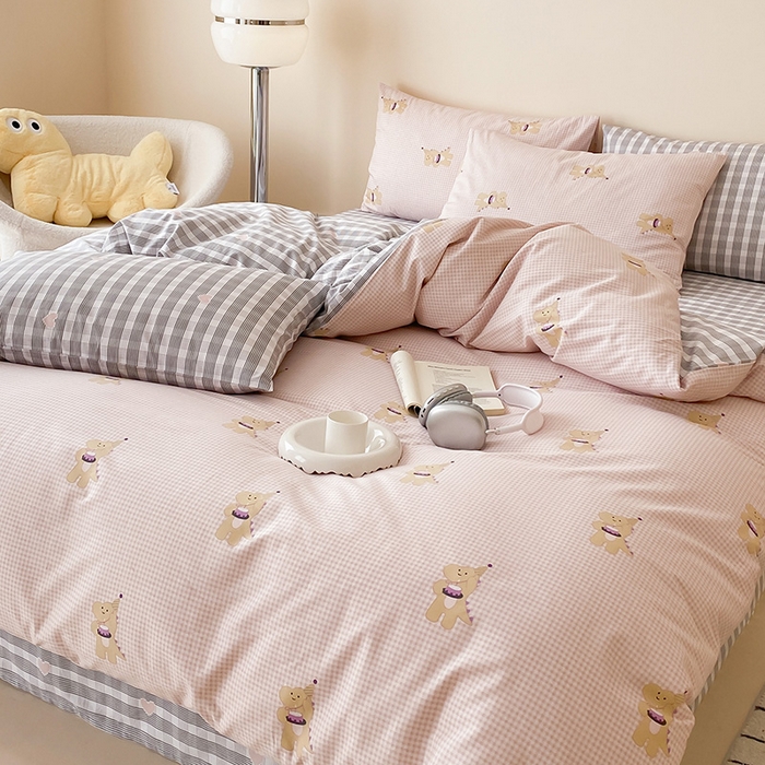 91家纺网 家纺一手货源 找家纺 朵希曼 2026新款全棉印花小清新系列四件套 晚安马卡巴卡