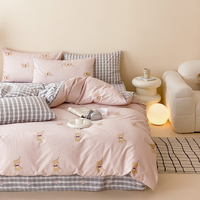 91家纺网 家纺一手货源 找家纺 朵希曼 2026新款全棉印花小清新系列四件套 晚安马卡巴卡