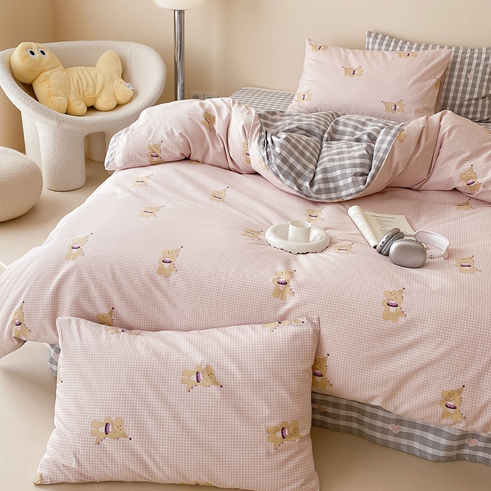 91家纺网 家纺一手货源 找家纺 朵希曼 2026新款全棉印花小清新系列四件套 晚安马卡巴卡