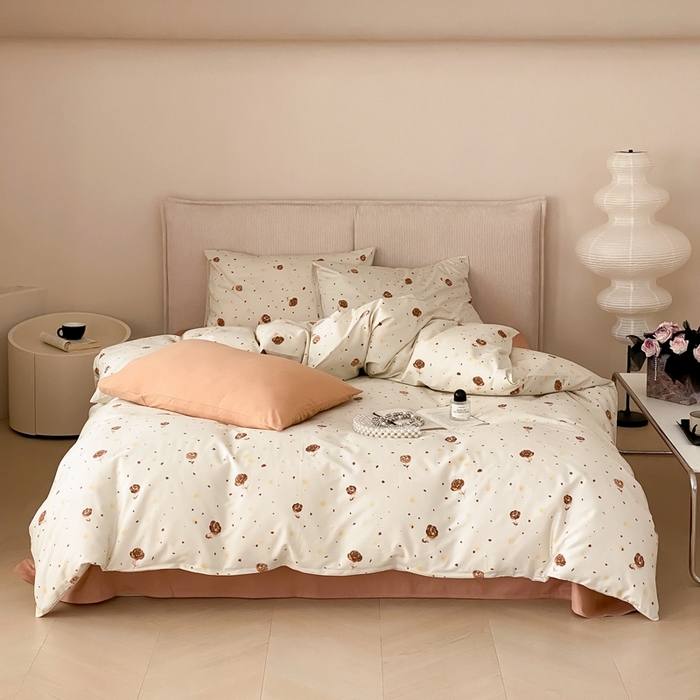 朵希曼 2026新款全棉印花小清新系列四件套 烟火漾