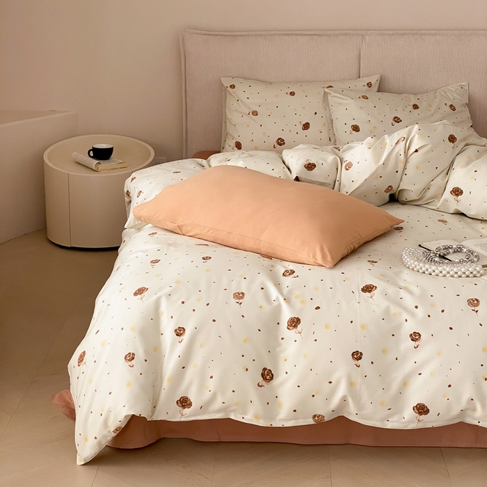 91家纺网 家纺一手货源 找家纺 朵希曼 2026新款全棉印花小清新系列四件套 烟火漾