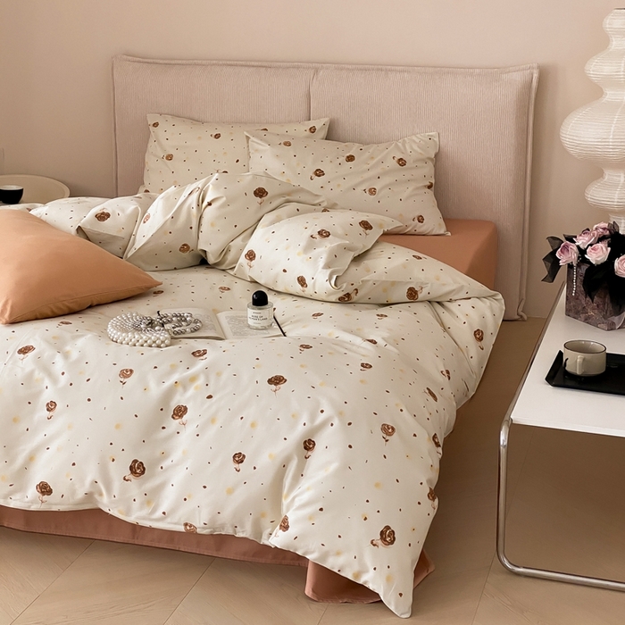 91家纺网 家纺一手货源 找家纺 朵希曼 2026新款全棉印花小清新系列四件套 烟火漾