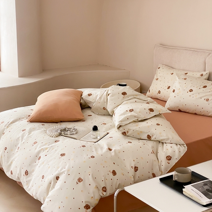 91家纺网 家纺一手货源 找家纺 朵希曼 2026新款全棉印花小清新系列四件套 烟火漾