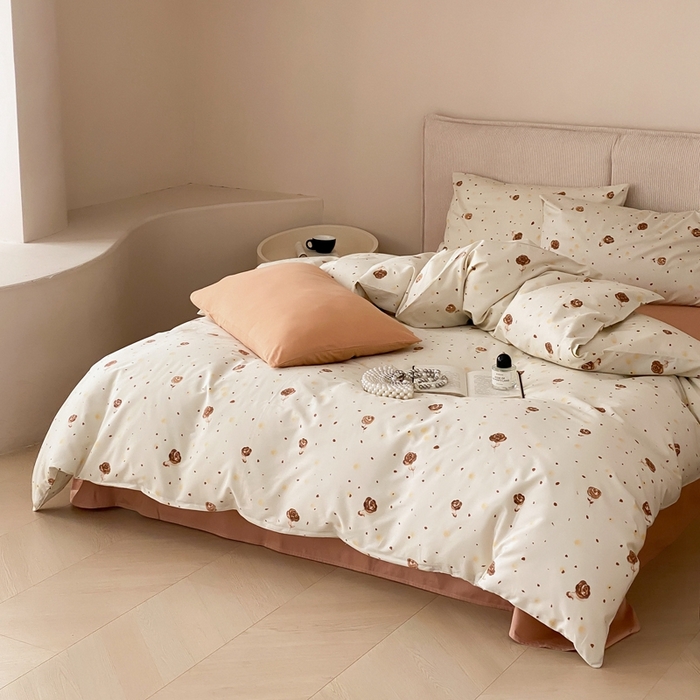 91家纺网 家纺一手货源 找家纺 朵希曼 2026新款全棉印花小清新系列四件套 烟火漾