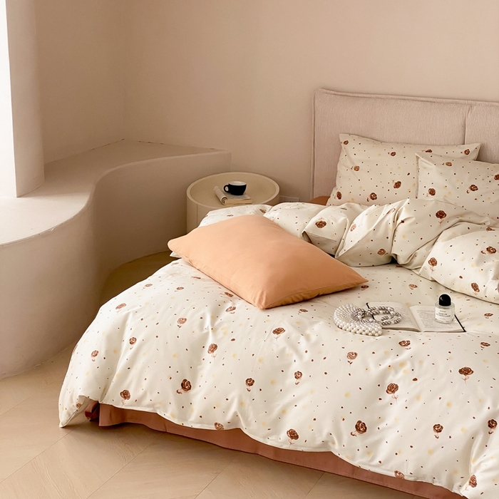 91家纺网 家纺一手货源 找家纺 朵希曼 2026新款全棉印花小清新系列四件套 烟火漾