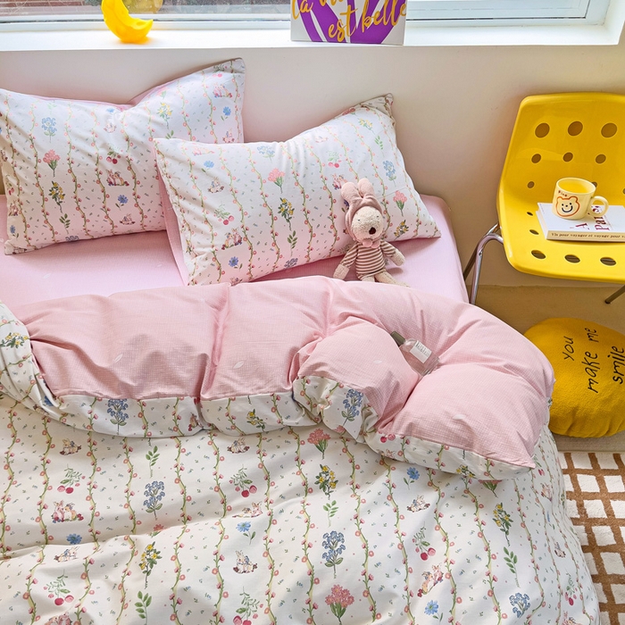 91家纺网 家纺一手货源 找家纺 朵希曼 2026新款全棉印花小清新系列四件套 枝间梦