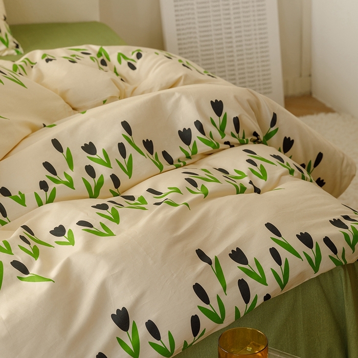 91家纺网 家纺一手货源 找家纺 朵希曼 2026新款全棉印花小清新系列四件套 知蕊