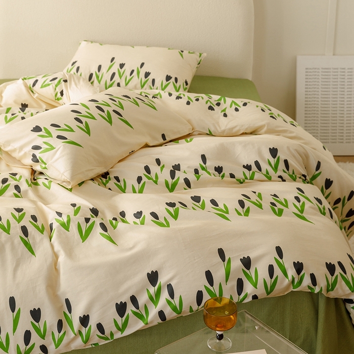 91家纺网 家纺一手货源 找家纺 朵希曼 2026新款全棉印花小清新系列四件套 知蕊