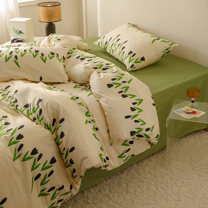 91家纺网 家纺一手货源 找家纺 朵希曼 2026新款全棉印花小清新系列四件套 知蕊