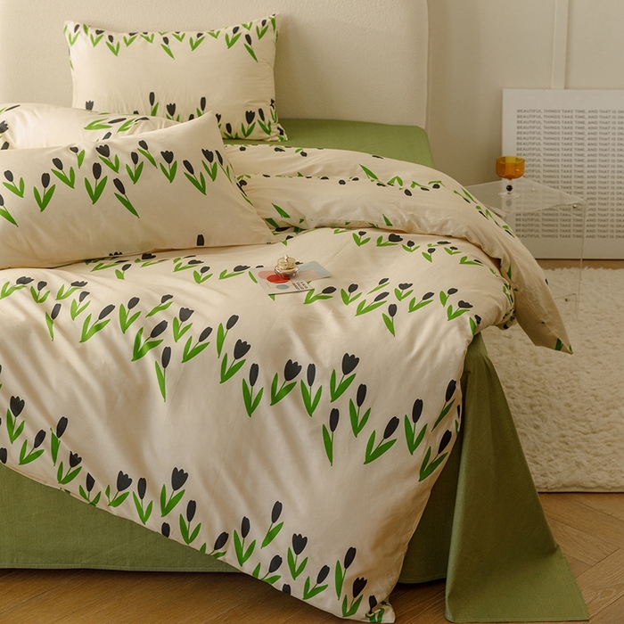 91家纺网 家纺一手货源 找家纺 朵希曼 2026新款全棉印花小清新系列四件套 知蕊