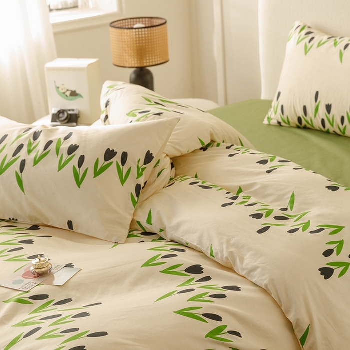 91家纺网 家纺一手货源 找家纺 朵希曼 2026新款全棉印花小清新系列四件套 知蕊