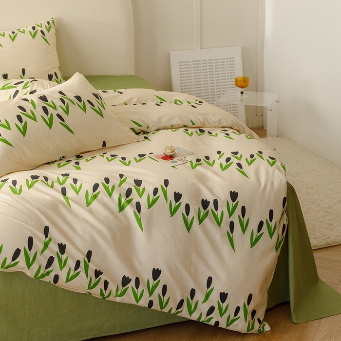 91家纺网 家纺一手货源 找家纺 朵希曼 2026新款全棉印花小清新系列四件套 知蕊