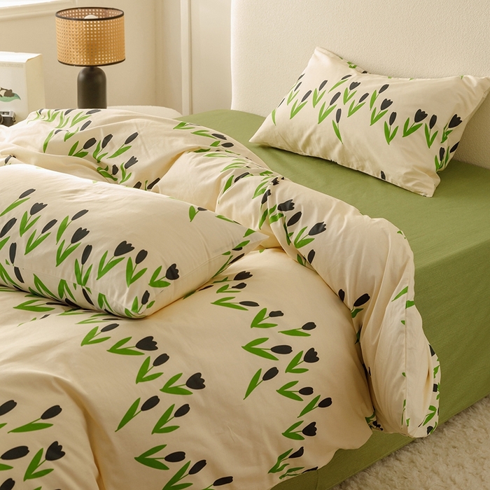 91家纺网 家纺一手货源 找家纺 朵希曼 2026新款全棉印花小清新系列四件套 知蕊