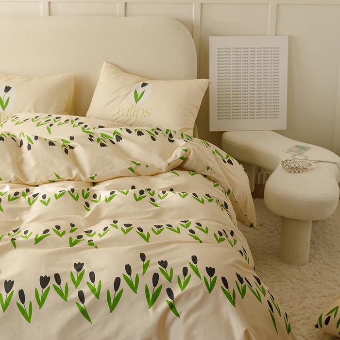 91家纺网 家纺一手货源 找家纺 朵希曼 2026新款全棉印花小清新系列四件套 知蕊