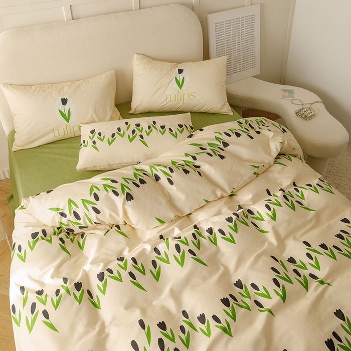 91家纺网 家纺一手货源 找家纺 朵希曼 2026新款全棉印花小清新系列四件套 知蕊