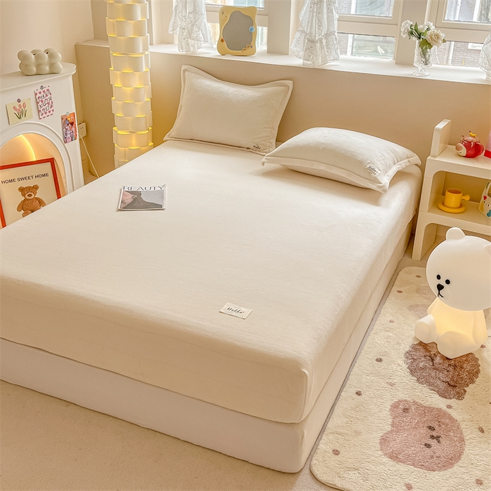 91家纺网 家纺一手货源 找家纺 （总）857 2024新款纯色保暖高克重牛奶绒床笠