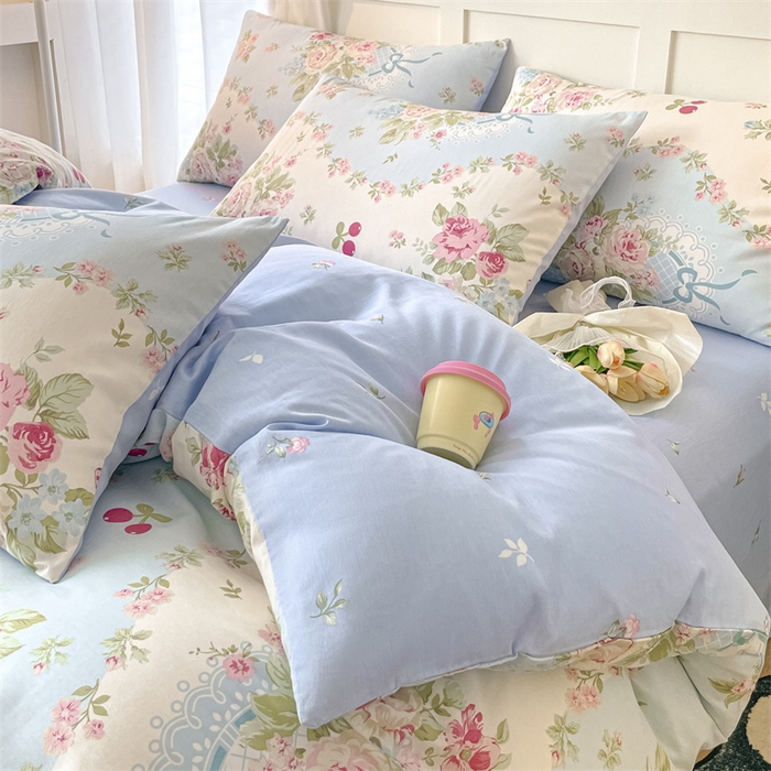 91家纺网 家纺一手货源 找家纺 澜妃 2025春夏新款12868全棉纯棉印花单被套 爱丽丝-蓝