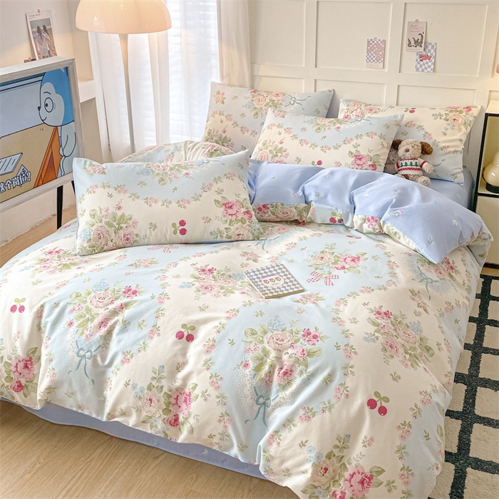 91家纺网 家纺一手货源 找家纺 澜妃 2025春夏新款12868全棉纯棉印花单被套 爱丽丝-蓝