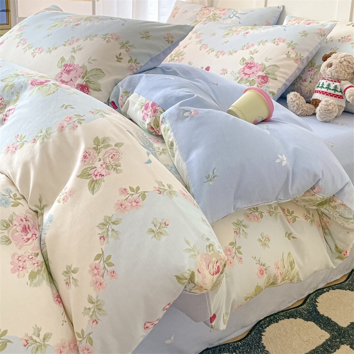 91家纺网 家纺一手货源 找家纺 澜妃 2025春夏新款12868全棉纯棉印花单被套 爱丽丝-蓝