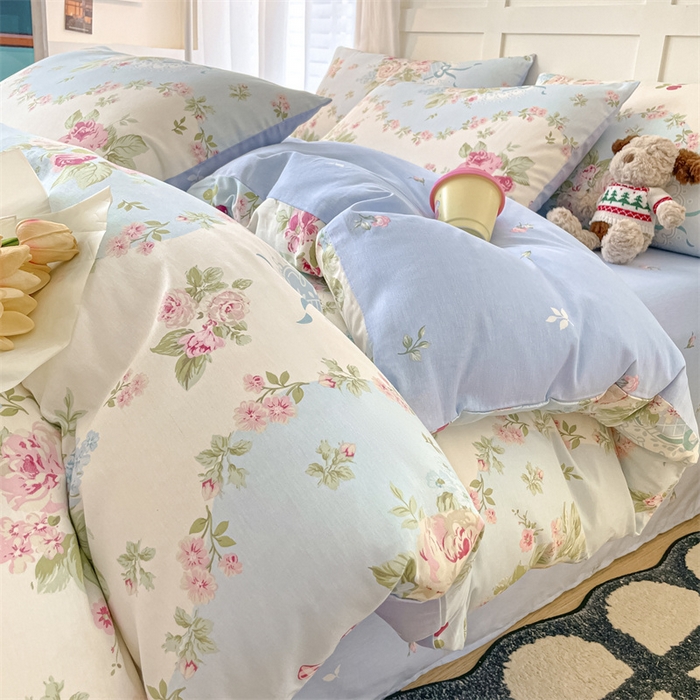 91家纺网 家纺一手货源 找家纺 澜妃 2025春夏新款12868全棉纯棉印花单被套 爱丽丝-蓝