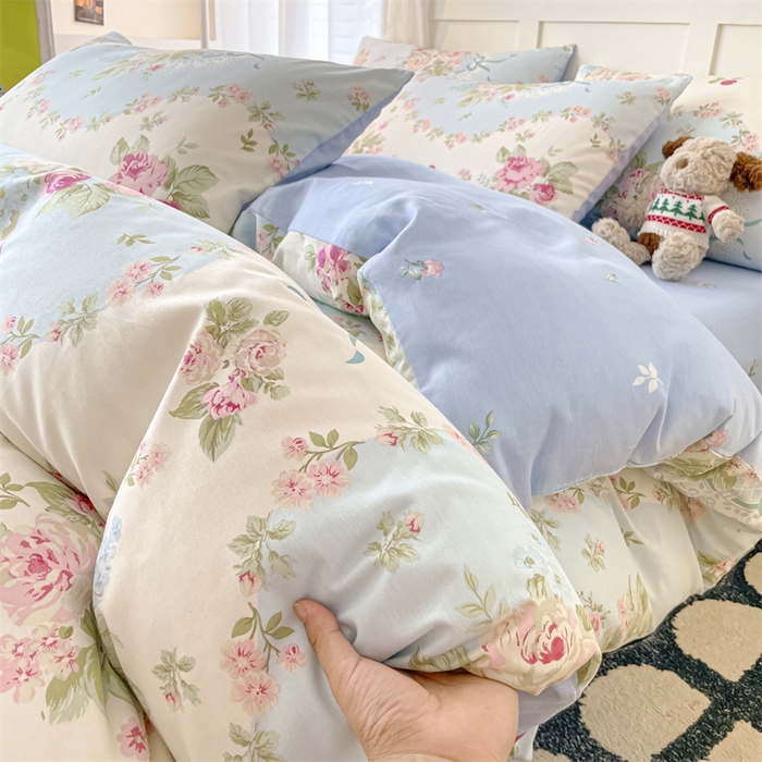 91家纺网 家纺一手货源 找家纺 澜妃 2025春夏新款12868全棉纯棉印花单被套 爱丽丝-蓝