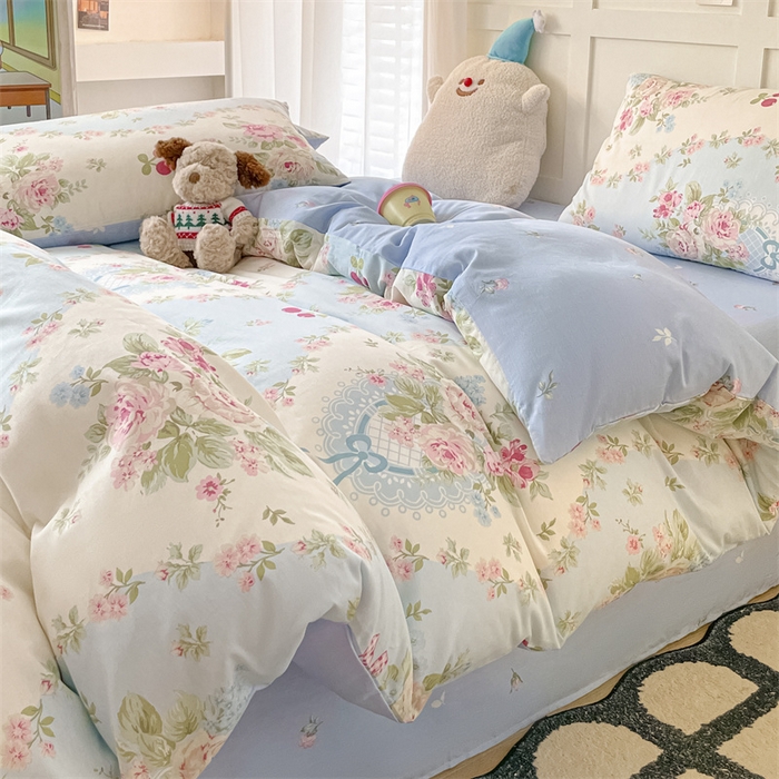 91家纺网 家纺一手货源 找家纺 澜妃 2025春夏新款12868全棉纯棉印花单被套 爱丽丝-蓝