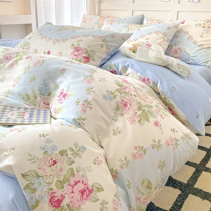 91家纺网 家纺一手货源 找家纺 澜妃 2025春夏新款12868全棉纯棉印花单被套 爱丽丝-蓝