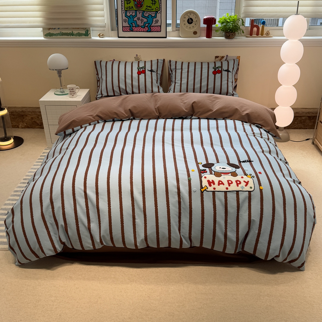 91家纺网 家纺一手货源 找家纺 慕尚家纺 2025新款全棉磨毛毛巾绣四件套 帽子帕恰狗