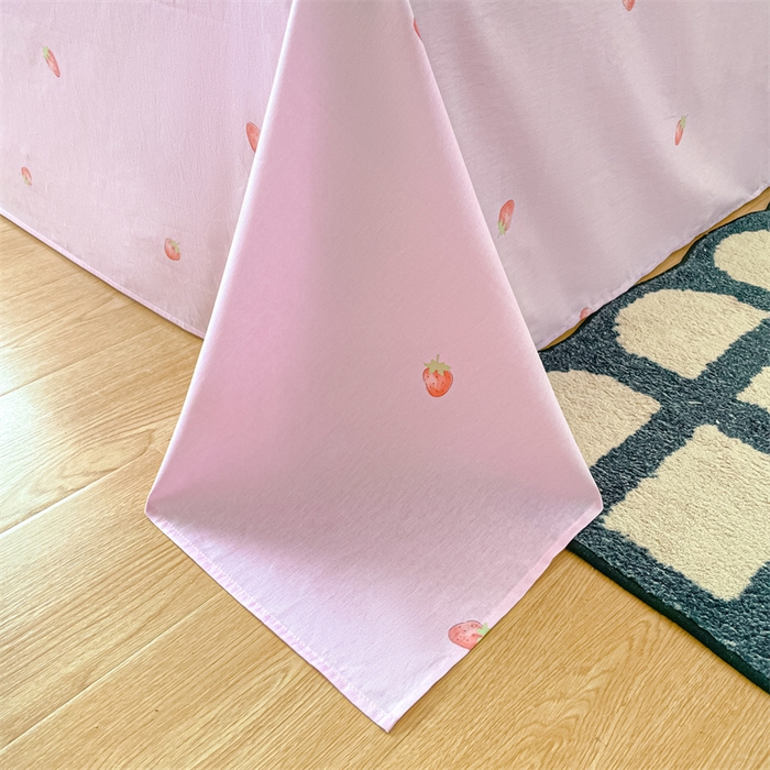 91家纺网 家纺一手货源 找家纺 澜妃 2025春夏新款12868全棉纯棉印花单被套 草莓酸奶-粉